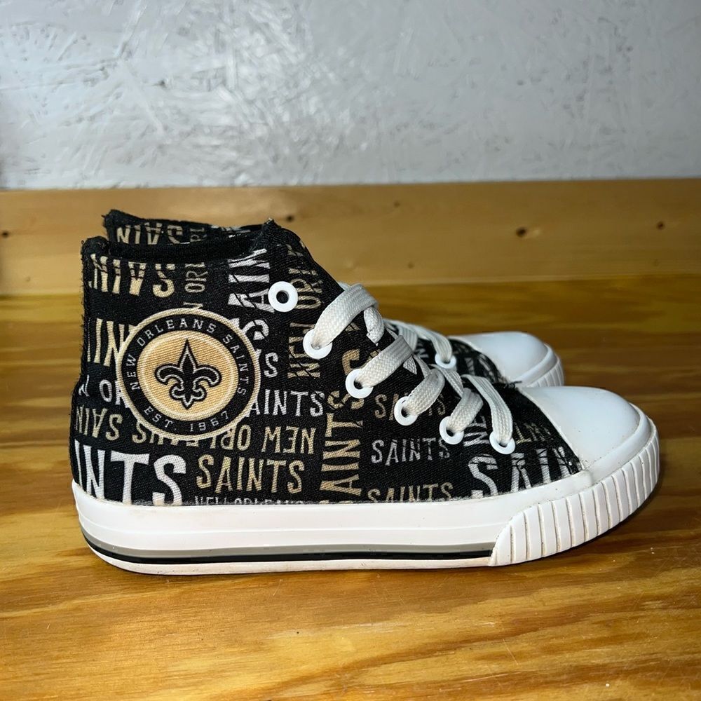 Youth FOCO Black New Orleans Saints Repeat Wordmark High Top Canvas Sneakers